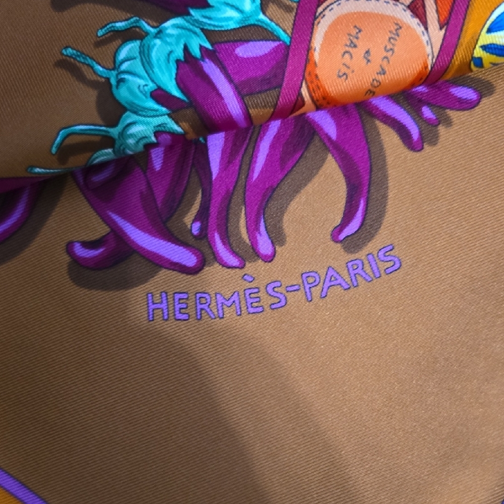 Hermes Orange Multi-Color Silk Scarf - Picture 4 of 4